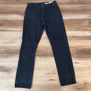 All Saints Pants Mens 30 Volt Slim Fit Chino Trousers Faded Black Button Fly